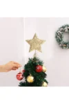 Christmas Tree Star Topper Golden Glitter Ornaments Home Party Decor
